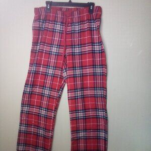 Soft Sensations Pajama Pants M 10-12 Women Elastic Drawstring Plaid Red